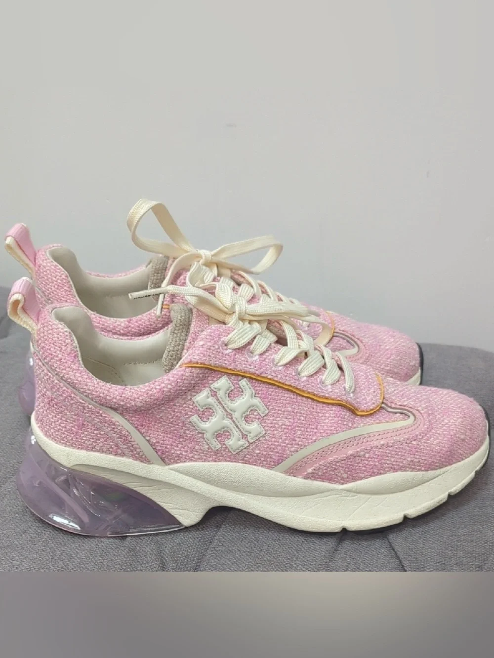 Tory Burch Good Luck Trainer Tweed With Pink - brand new